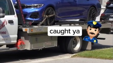 A street racing ‘influencer’ from Aurora, Ont.,bragged, “No plate, no case”. York Regional Police thought otherwise. Check out the ‘collab’ YRP posted on their X page. The 22-year-old male has been charged criminally with three counts of Dangerous Driving, as well as three counts of Stunt Driving. His driver’s licence was seized and suspended for 30 days and the BMW he was driving impounded for 14 days. Screenshot source: X/@YRP