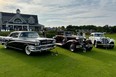 A 1929 Cord L-29 (center) took home the Best of Show at the 2023 Cobble Beach Concours d'Elegance; Outstanding Post-War went to a 1958 Buick Limited convertible (left); and Outstanding Pre-War to a 1935 SS Airline Coupe