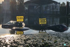 The morning of the IAA Mobility 2023 press day got off to an interesting start as Greenpeace activist staged an aquatic protest in a waterway outside the convention hall.