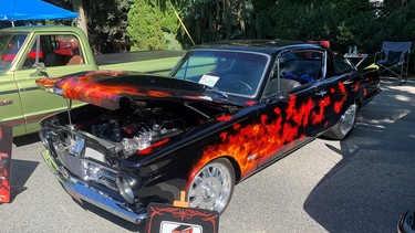 This flame painted Barracuda is owned by Les Woodward, a member of the Pacific International Street Rod Association.