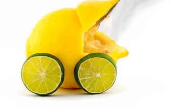 An illustration of an overheating lemon car