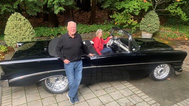 Jim and Alisa Wilson with the customized 1956 Chevrolet BelAir that reminds me of the car they cruised through the streets of Victoria as teenagers.