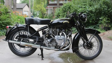 Bob Collings of Winnipeg inherited this 1953 Vincent Series C Rapide from his father, and it has been in the Collings family since the mid-1950s. It's been carefully maintained and ridden for many years.