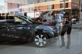 Tesla vehicles are displayed in a Manhattan dealership on September 8, 2020 in New York City