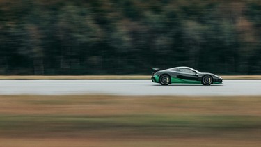 The 2024 Rimac Nevera setting a top-speed record in reverse