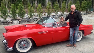 Gerry and LaFern Francoeur with their 1955 Thunderbird that was their wedding car 38 years ago.