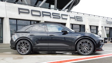 The 2024 Macan EV at the Porsche Experience Center in Leipzig, Germany.