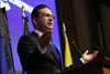 Canadian Conservative Party leader Pierre Poilievre speaks during the National Conservative caucus meeting in Ottawa, Canada on September 12, 2022