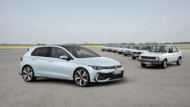 The new Golf along with the previous eight generations