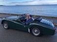 John Watt and wife Elaine Tanner cruising in his dream car at Qualicum Beach on Vancouver Island.