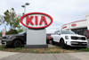 New Kia cars are displayed on the sales lot at San Leandro Kia on May 30, 2023 in San Leandro, California