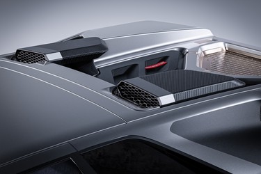 The upper air intakes on Eccentrica Cars' Lamborghini Diablo restomod, styled by Studio BorromeodeSilva