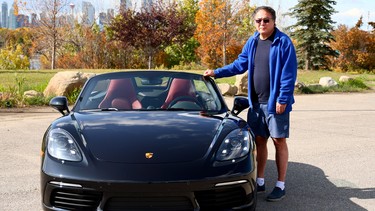 Proud owner Mark Takada with his 2023 Porsche Boxster S in Calgary.