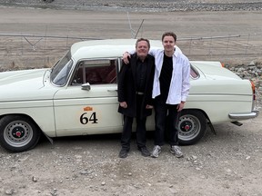 Father and son, Tom and Daniel Kinahan with the 1962 Austin A60 they will drive in the Peking-the-Paris rally.