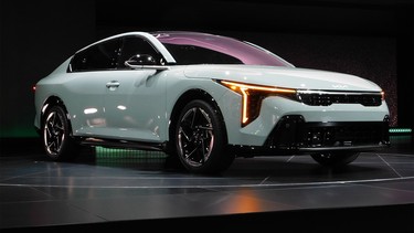 The 2025 Kia K4 unveiled at the 2024 New York Auto Show.