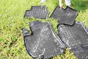 wash and clean the floor mats and carpets