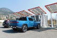 A Rivian R1T charges up at an Electrify Canada station in Merritt, B.C.