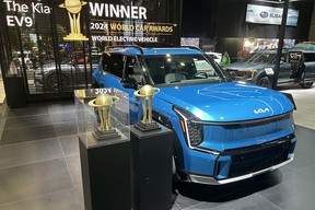 The Kia EV9, winner of the 2024 World Car of the Year, pictured at the 2024 New York International Auto Show