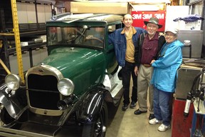Dave Jones and his father Fred with the 1928 Ford Model A after the first restoration.