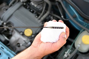 Check the engine dip stick for oil level and colour