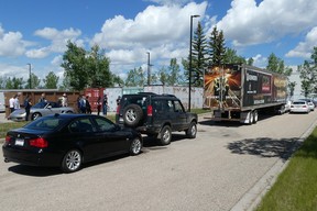 Don MacDonald’s CCA Truck Driver Training tractor/trailer unit at a recent BMWCSA Tire Rack Street Survival school, where students learn where not to drive when near a large highway hauler.