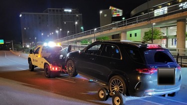 A Mercedes-Benz SUV impounded May 24, 2024 after the driver was charged with a DUI