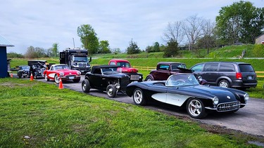 A trove of stolen classic cars seized during a search of a barn in Stirling, Ontario, on May 14, 2024