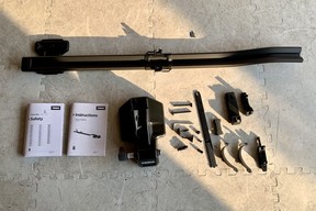 Thule FastRide bike rack parts prior to assembly