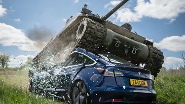 98-year-old vet crushes Tesla with tank to protest Musk | Driving