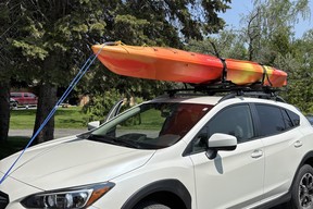 Thule Compass kayak carrier with kayak mounted