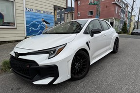 2025 Toyota GR Corolla in front of local Newfoundland art