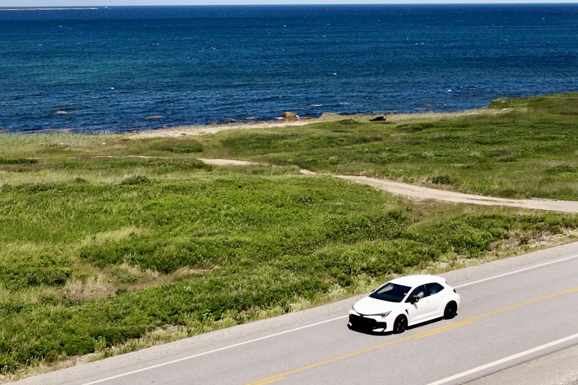 2025 Toyota GR Corolla on Newfoundland's northeast coast