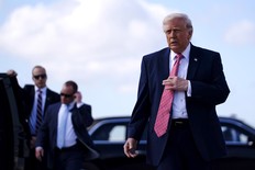 U.S. President Donald Trump arrives at Miami International Airport on March 27, 2026 in Miami, Florida