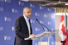 Magna CEO Swamy Kotagiri speaks at the Toronto Region Board of Trade's Ontario Auto Forum on May 12, 2026
