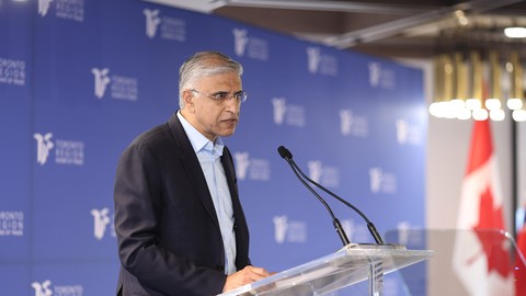 Magna CEO Swamy Kotagiri speaks at the Toronto Region Board of Trade's Ontario Auto Forum on May 12, 2026
