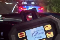 A readout from an OPP speed camera that allegedly clocked a motorist in Oakville travelling 184 km/h in August 2026