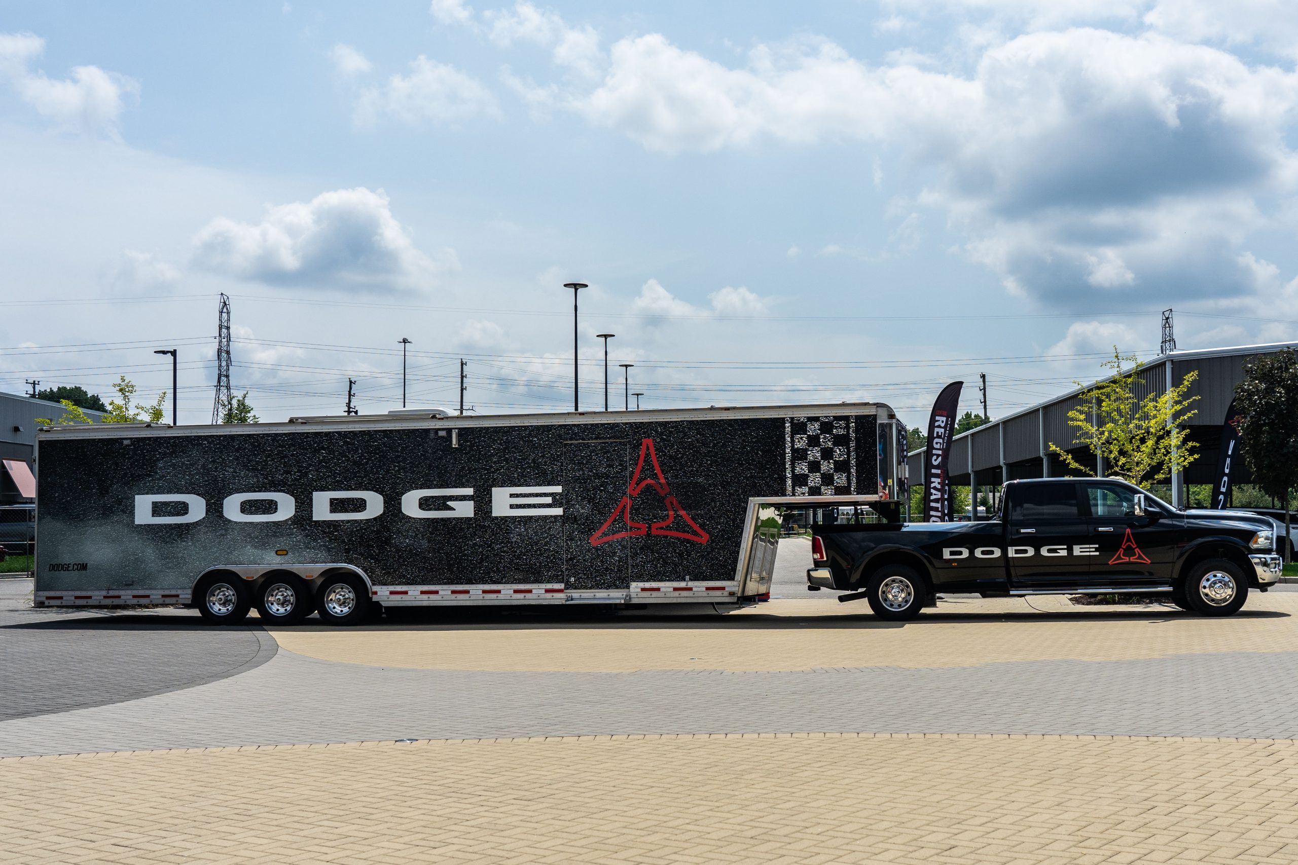 Ram hauling a Dodge trailer at the 2026 Roadkill Nights event in Detroit