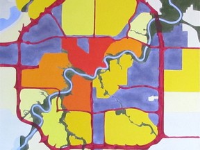 Zard Sarty's painting of the towns within Edmonton.