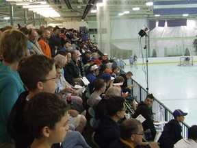 Hundreds of Edmonton hockey fans pack Millennium Place for a practice session!