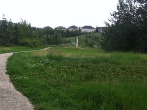 Klaus Hoffmeier in the old gravel pit in Terwillegar Towne. The houses at the back don't pay to keep up the park. Photo by Elise Stolte / Edmonton Journal