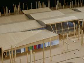 East view of an architectural model of The Meadows. Image from City of Edmonton website.