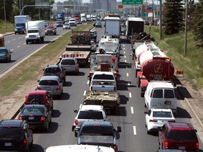 Traffic was ugly on the Yellowhead westbound at St.Albert Trail due a collision at 142St in Edmonton Ab on June 10, 2011. Photo by John Lucas/Edmonton Journal