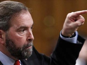 NDP leader Mulcair speaks during Question Period in the House of Commons.