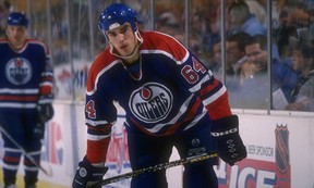 18 Oct 1995:  Center Jason Bonsignore of the Edmonton Oilers looks on during a game against the Buffalo Sabres at Memorial Auditorium in Buffalo, New York.  The Oilers won the game, 4-1. Mandatory Credit: Rick Stewart  /Allsport