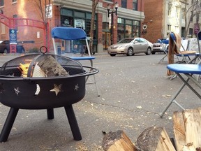 Camp fire on 104th Street for the winter city strategy launch. Photo by Elise Stolte.