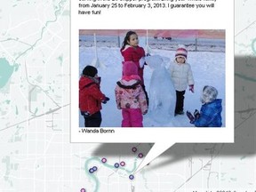 A screen capture image from the Edmonton Journal winter map.