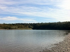 A shot of the river from the gravel beach in Terwillegar Park. Photo by Shawn Sproule