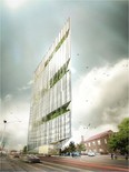 RedBrick's proposal for a new civic office tower in Edmonton. Designed by Atelier3AM.