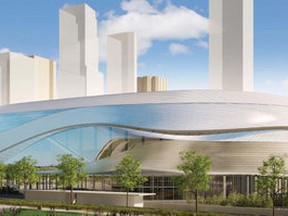 A rendering of the proposed downtown arena. Image supplied.