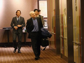 Donald Fehr and NHLPA members leave a bargaining session in New York. (Bruce Bennett/Getty Images)
